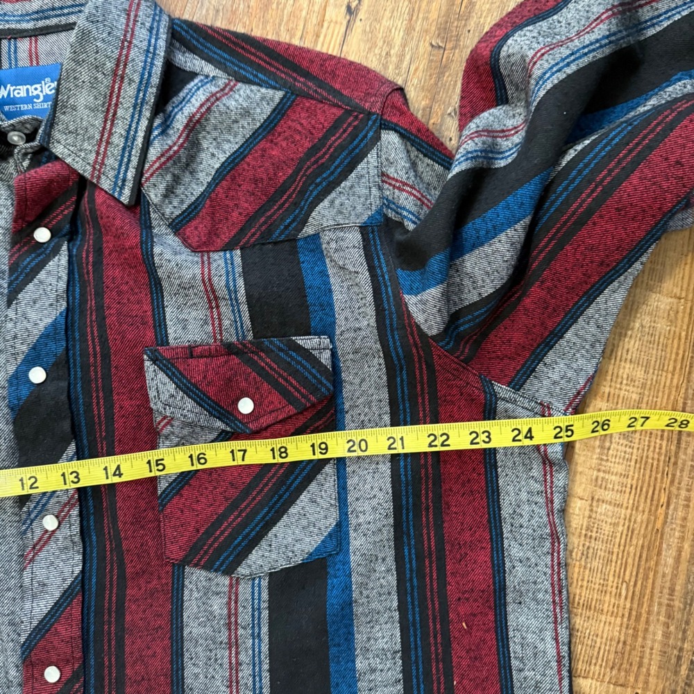 Wrangler Western‎ Shirt Mens XL Multicolor Striped Pearl Snap Cotton Vintage - Picture 6 of 10